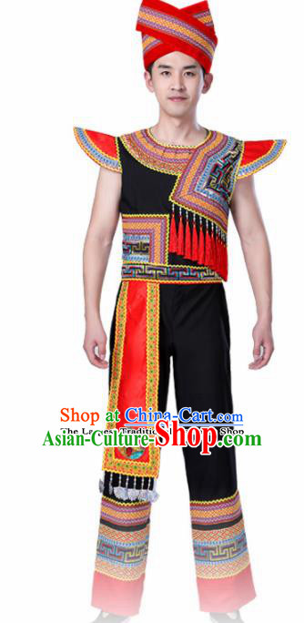 Chinese Traditional Zhuang Minority Folk Dance Clothing Ethnic Dance Costumes for Men