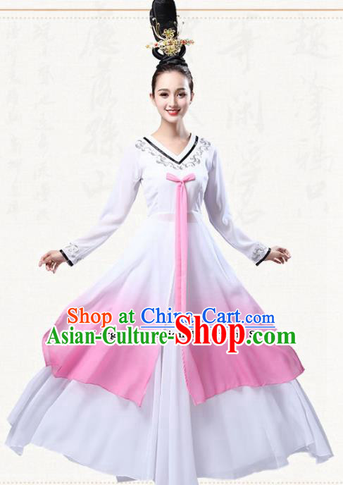 Chinese Traditional Classical Dance Pink Dress Ancient Flying Peri Fan Dance Group Dance Costumes for Women