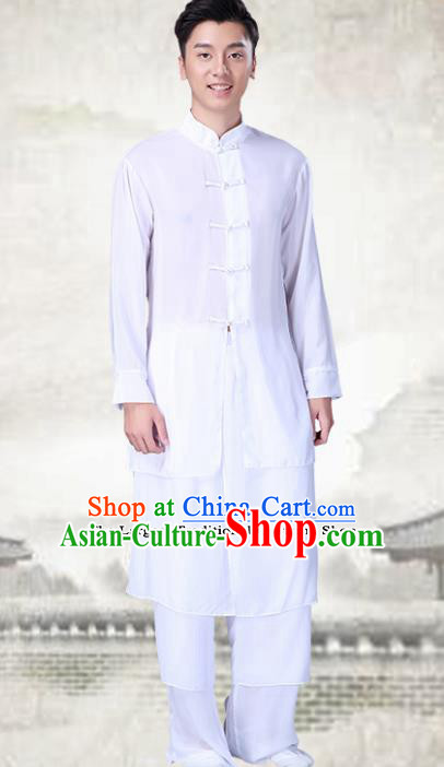 Chinese Traditional Folk Dance White Clothing Classical Dance Drum Dance Costumes for Men