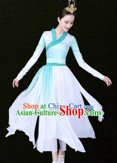 Chinese Traditional Classical Dance Green Dress China Group Dance Costumes for Women
