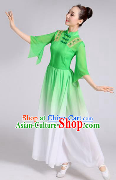 Traditional Chinese Classical Dance Costumes Lotus Dance Umbrella Dance Green Dress for Women