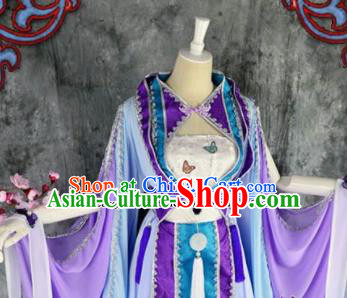 Traditional Chinese Cosplay Princess Costumes Ancient Swordswoman Purple Hanfu Dress for Women