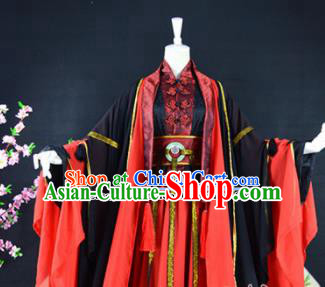 Traditional Chinese Cosplay Childe Costumes Ancient Swordsman Red Hanfu Clothing for Men