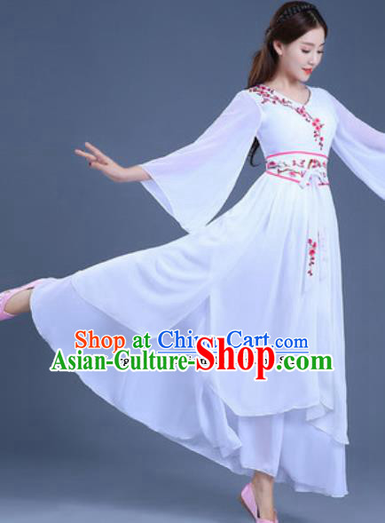 Traditional Chinese Classical Dance Group Dance White Dress Umbrella Dance Clothing for Women