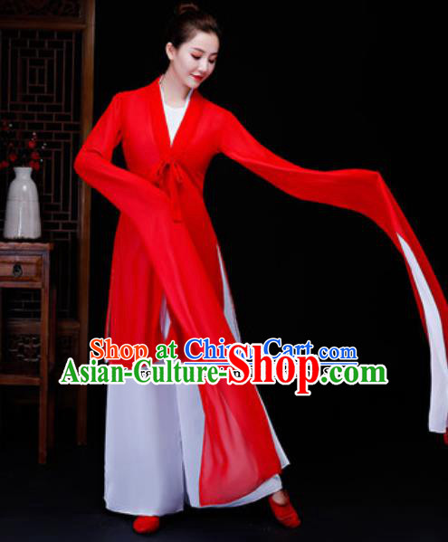 Traditional Chinese Classical Dance Fan Dance Red Dress Yanko Dance Clothing for Women