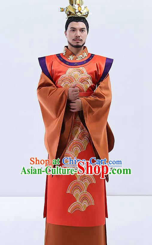 Traditional Chinese Tang Dynasty Emperor Costumes Ancient Drama Embroidered Imperial Robe for Men