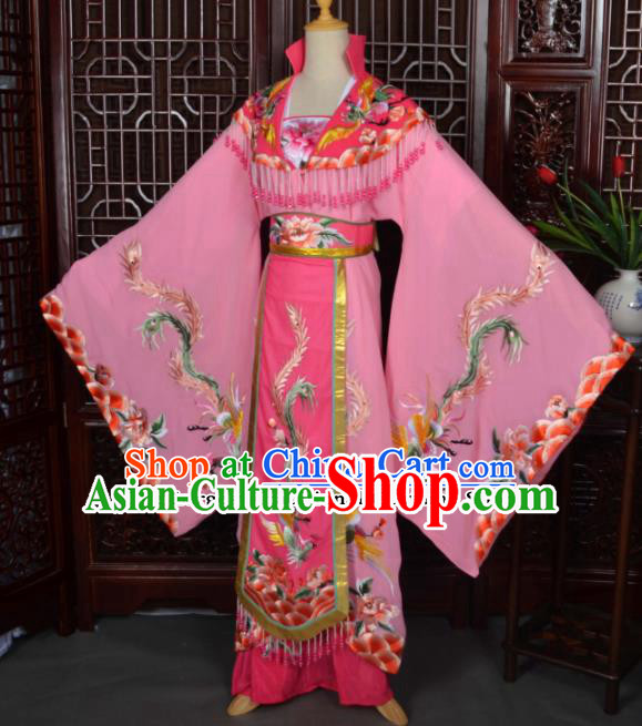 Traditional Chinese Beijing Opera Diva Costumes Ancient Empress Embroidered Pink Dress for Adults