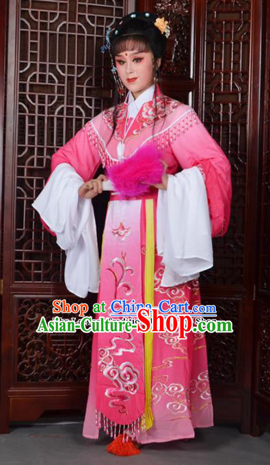 Traditional Chinese Beijing Opera Diva Costumes Ancient Imperial Consort Embroidered Rosy Dress for Adults