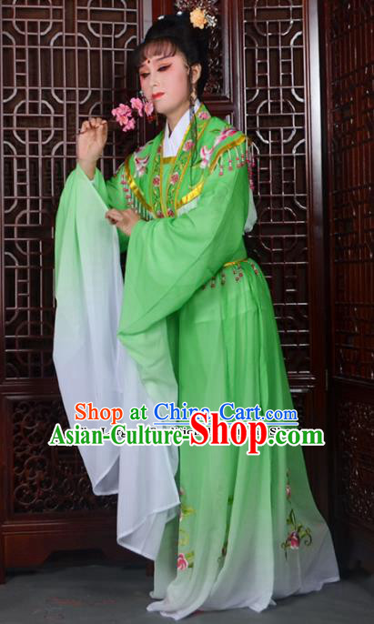 Traditional Chinese Beijing Opera Actress Costumes Ancient Princess Embroidered Green Dress for Adults