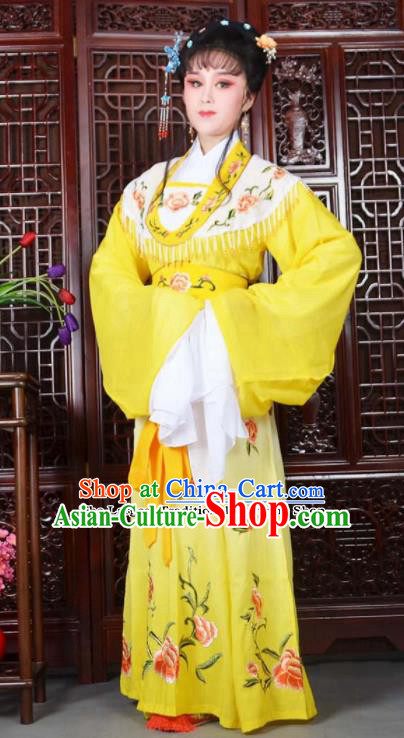 Traditional Chinese Peking Opera Princess Costumes Ancient Peri Yellow Dress for Adults
