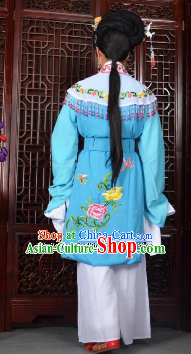 Traditional Chinese Peking Opera Diva Costumes Ancient Princess Blue Dress for Adults