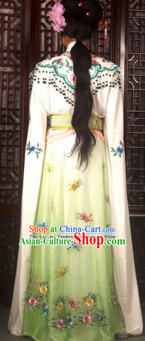 Traditional Chinese Peking Opera Actress Costumes Ancient Peri Princess Light Green Dress for Adults