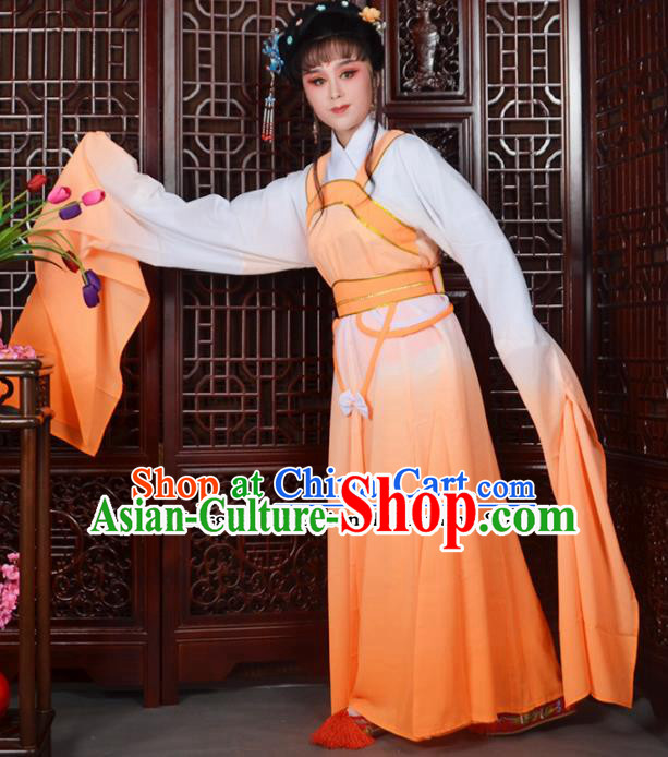 Traditional Chinese Beijing Opera Actress Costumes Ancient Peri Orange Dress for Adults