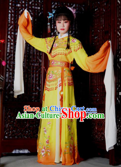 Traditional Chinese Peking Opera Palace Princess Costumes Ancient Peri Orange Dress for Adults