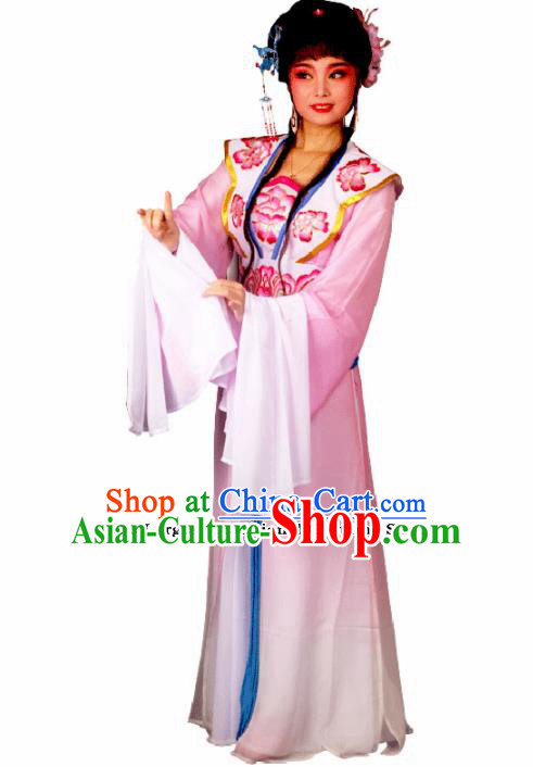 Traditional Chinese Peking Opera Princess Embroidered Costumes Ancient Peri Pink Dress for Adults