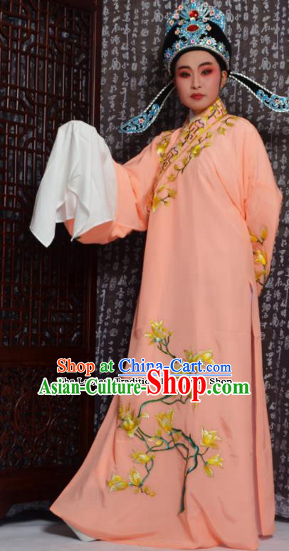 Professional Chinese Peking Opera Niche Costumes Embroidered Magnolia Orange Robe for Adults