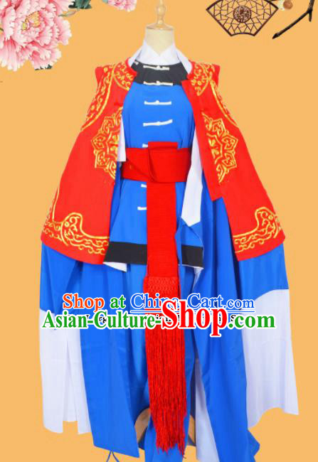 Professional Chinese Peking Opera Takefu Costumes Ancient Swordsman Clothing and Hat for Adults