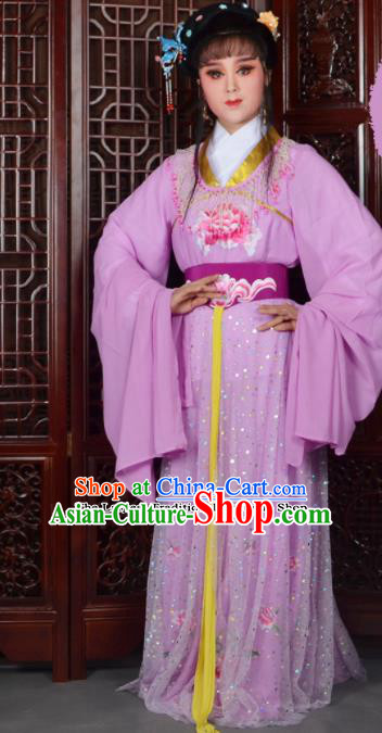 Chinese Ancient Peri Princess Embroidered Purple Dress Traditional Peking Opera Actress Costumes for Adults