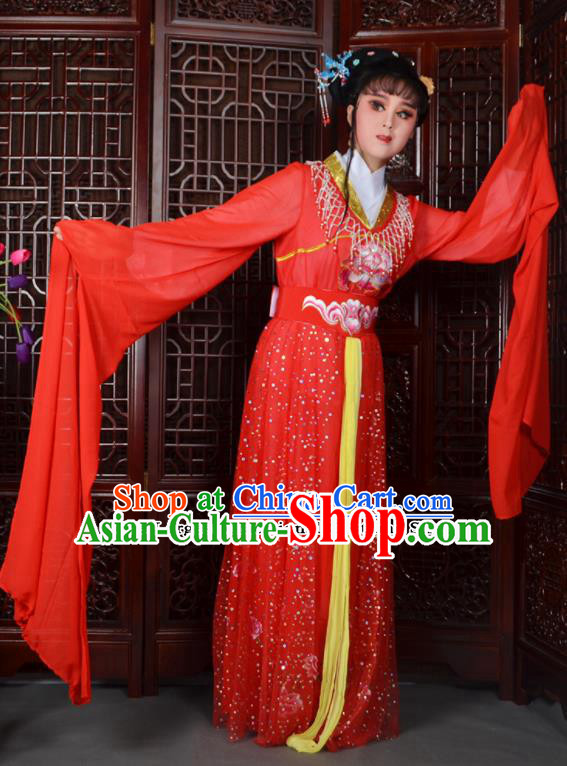 Chinese Ancient Peri Princess Embroidered Red Dress Traditional Peking Opera Actress Costumes for Adults