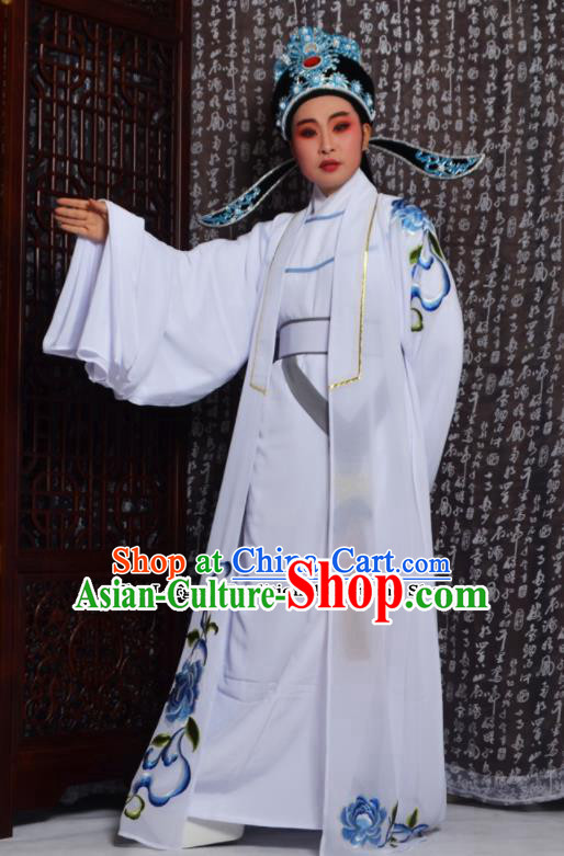 Professional Chinese Peking Opera Niche Costumes Embroidered White Clothing for Adults