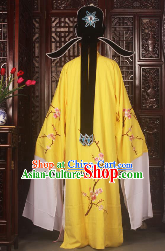Top Grade Chinese Beijing Opera Costumes Peking Opera Niche Embroidered Yellow Robe for Adults