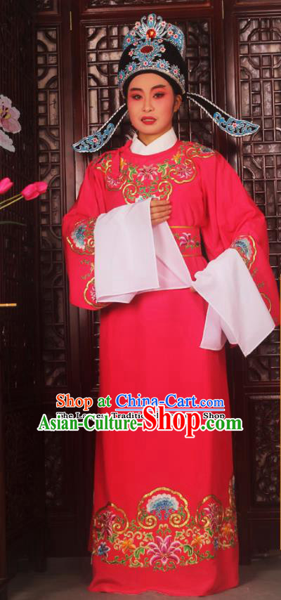 Top Grade Chinese Beijing Opera Niche Rosy Costumes Peking Opera Scholar Embroidered Clothing for Adults