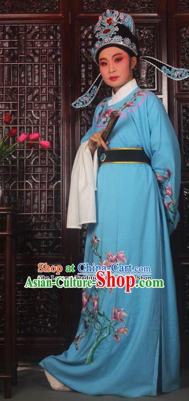 Top Grade Chinese Beijing Opera Niche Blue Costumes Peking Opera Embroidered Magnolia Clothing for Adults
