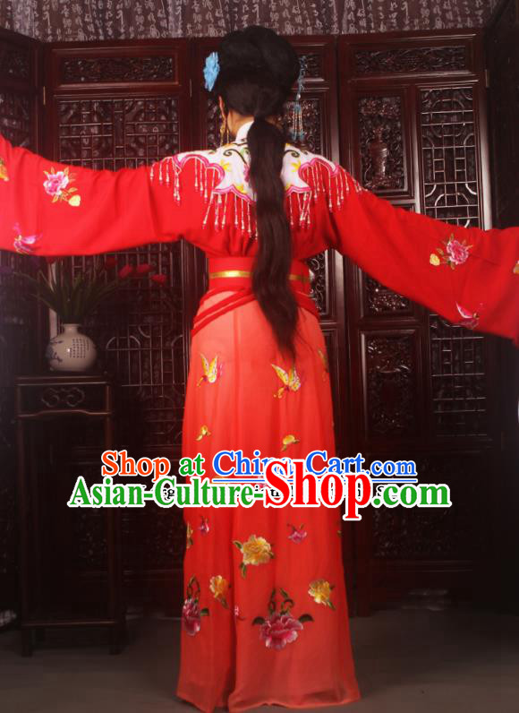 Traditional Chinese Peking Opera Diva Costumes Ancient Palace Princess Red Embroidered Dress for Adults