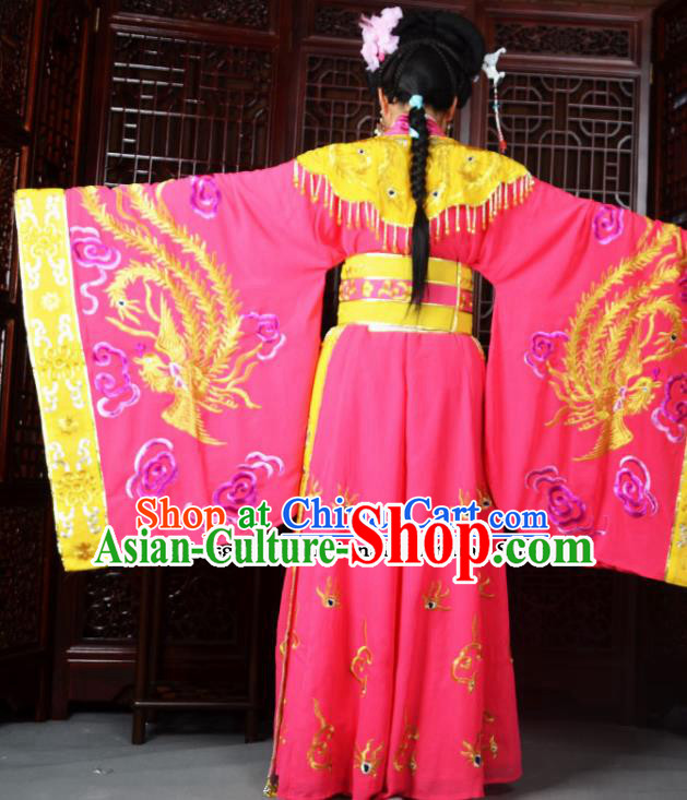 Traditional Chinese Peking Opera Empress Embroidered Costumes Ancient Queen Pink Dress for Adults