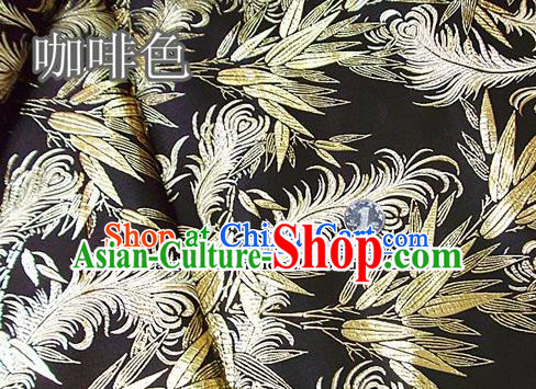 Traditional Chinese Royal Feather Bamboo Pattern Brown Brocade Tang Suit Fabric Silk Fabric Asian Material
