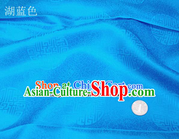 Traditional Chinese Royal Pattern Design Blue Brocade Fabric Silk Fabric Chinese Fabric Asian Material