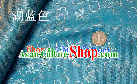 Traditional Chinese Royal Dragons Pattern Blue Brocade Tang Suit Fabric Silk Fabric Asian Material