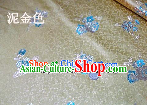 Traditional Chinese Royal Tulipa Pattern Light Golden Brocade Tang Suit Fabric Silk Fabric Asian Material