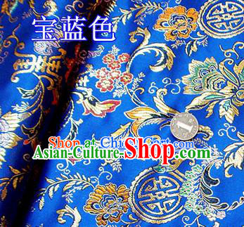 Traditional Chinese Royalblue Brocade Tang Suit Palace Fabric Silk Fabric Asian Material