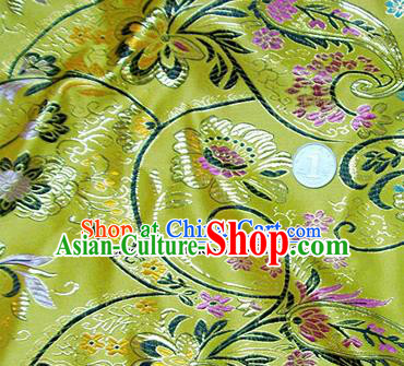 Traditional Chinese Royal Pattern Yellow Brocade Tang Suit Fabric Silk Fabric Asian Material