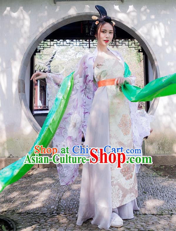 Chinese Ancient Drama Flying Apsaras Peri Hanfu Dress Traditional Tang Dynasty Princess Costumes for Women
