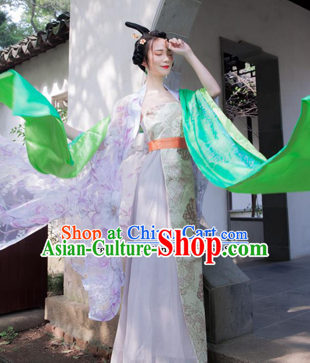 Chinese Ancient Drama Flying Apsaras Hanfu Dress Traditional Tang Dynasty Princess Costumes for Women
