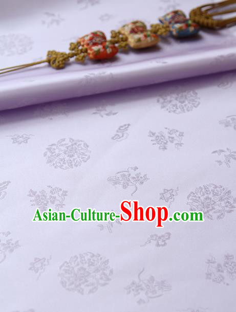 Traditional Asian Classical Pattern Lilac Brocade Cloth Drapery Korean Hanbok Palace Satin Silk Fabric