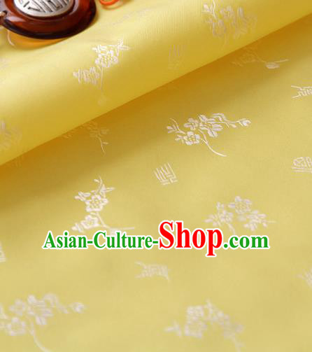 Traditional Asian Classical Pattern Yellow Brocade Cloth Drapery Korean Hanbok Palace Satin Silk Fabric