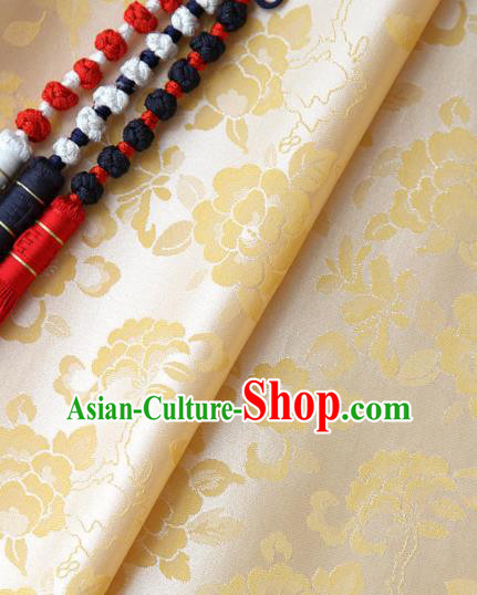 Asian Traditional Classical Pattern Golden Brocade Cloth Drapery Korean Hanbok Palace Satin Silk Fabric