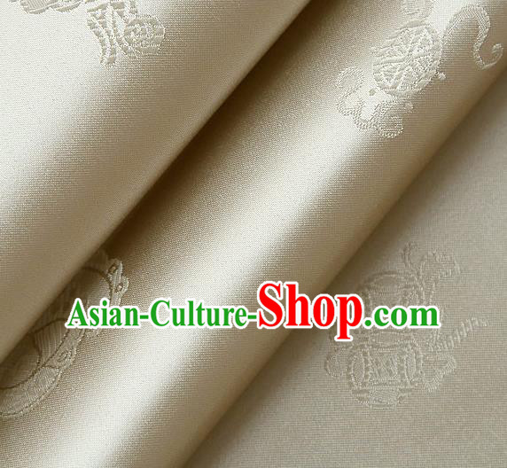 Asian Traditional Classical Peony Pattern Golden Brocade Cloth Drapery Korean Hanbok Palace Satin Silk Fabric