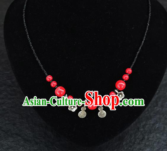 Chinese Traditional Jewelry Accessories Yunnan National Red Beads Necklace for Women