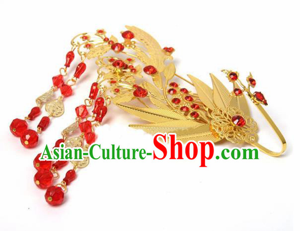 Chinese Traditional Hair Accessories Ancient Princess Golden Hairpins Headwear for Women