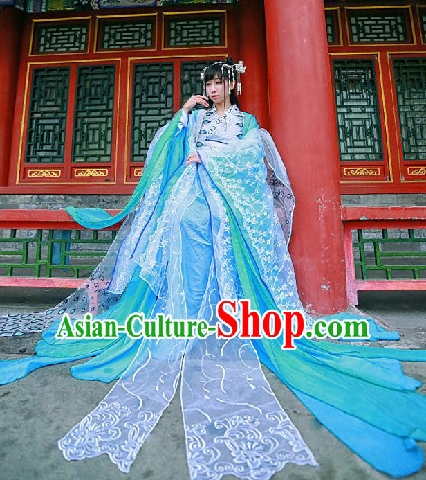 Chinese Traditional Ancient Peri Princess Hanfu Dress Swordswoman Costumes for Women