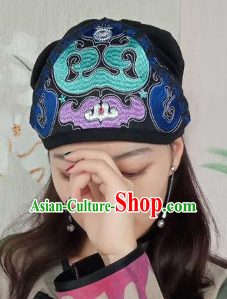 Chinese Traditional Embroidered Headscarf Yunnan Dai Minority Hat for Women