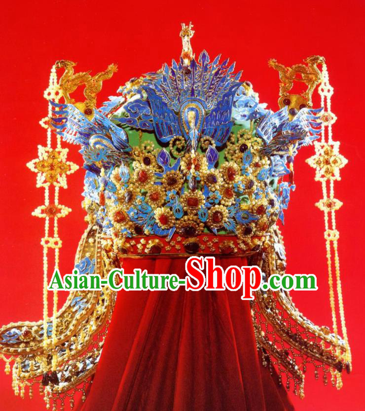 Chinese Traditional Wedding Hair Accessories Ancient Ming Dynasty Empress Phoenix Coronet for Women