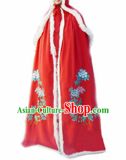 Chinese Traditional Han Dynasty Princess Red Cloak Ancient Palace Lady Cape for Women