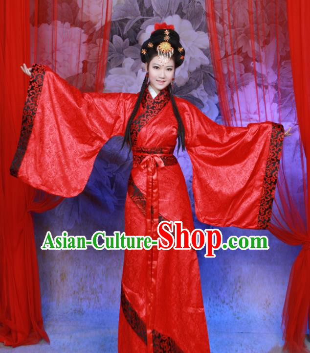 Chinese Ancient Princess Wedding Red Hanfu Dress Han Dynasty Palace Lady Historical Costumes for Women