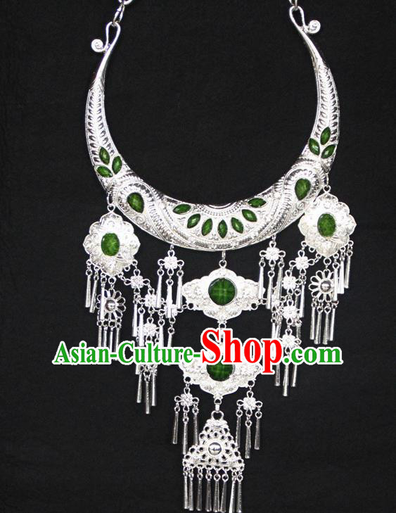 Chinese Traditional National Jewelry Accessories Ethnic Green Necklace for Women