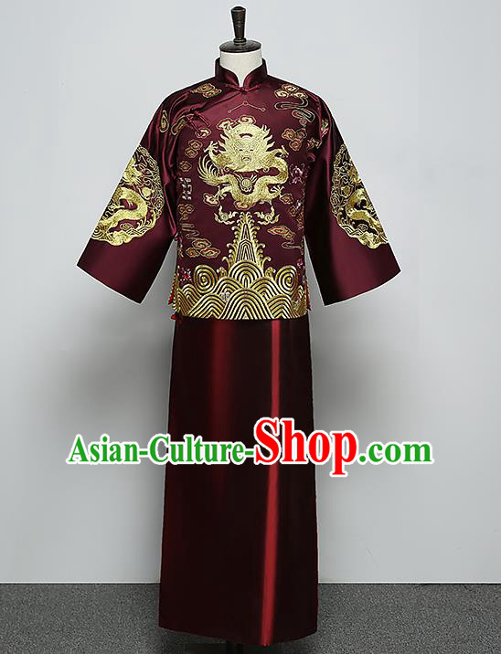 Ancient Chinese Style Wedding Dress Ancient Groom Toast Clothing Mandarin Jacket for Men